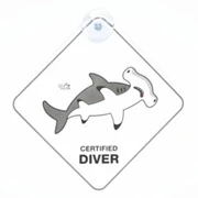 DIVE INSPIRE Car Sign Certified Diver Mocha Hammerhead Shark