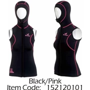 BEST DIVE HOOD VEST W/ZIP-LADY-BK/PK