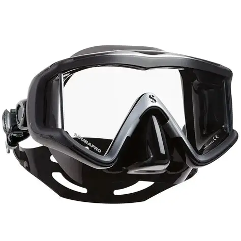 SCUBAPRO-CRYSTAL VU MASK BLACK SKIRT- METALLIC BLK/SIL