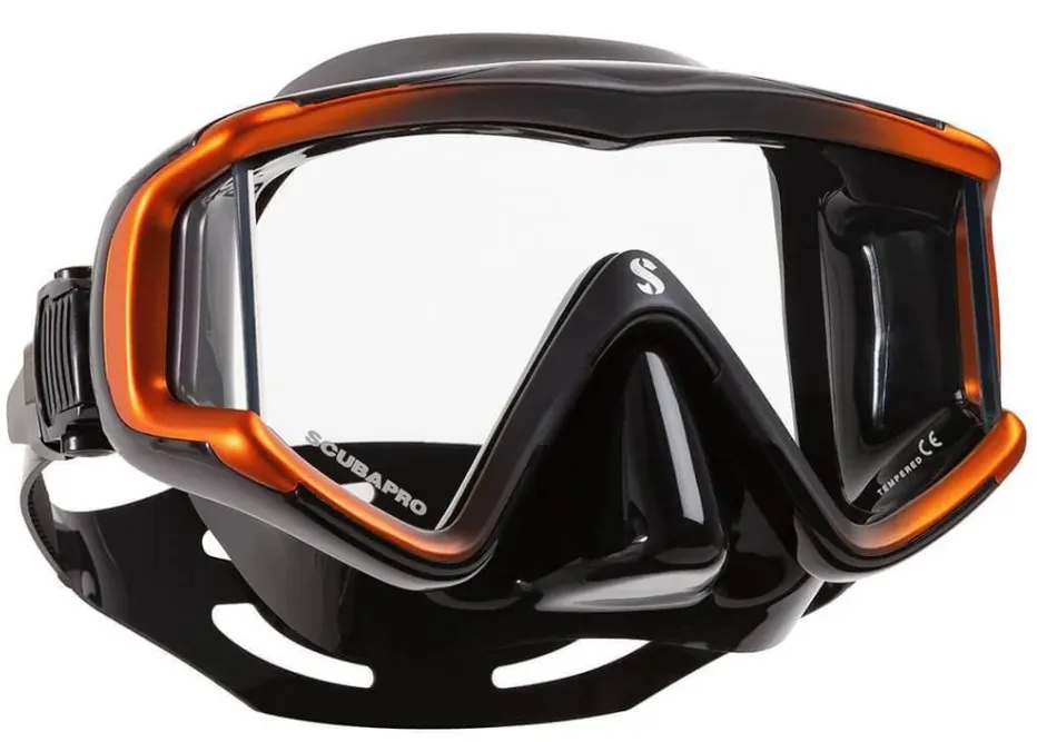 SCUBAPRO-CRYSTAL VU MASK BLACK SKIRT-METALLIC BK/ORG
