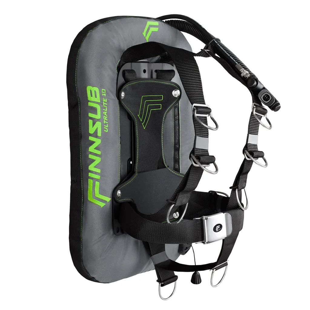 FINNSUB-FLY ULTRALITE 10 SET GRY/LIME(w/ WEIGHT POCKETS)