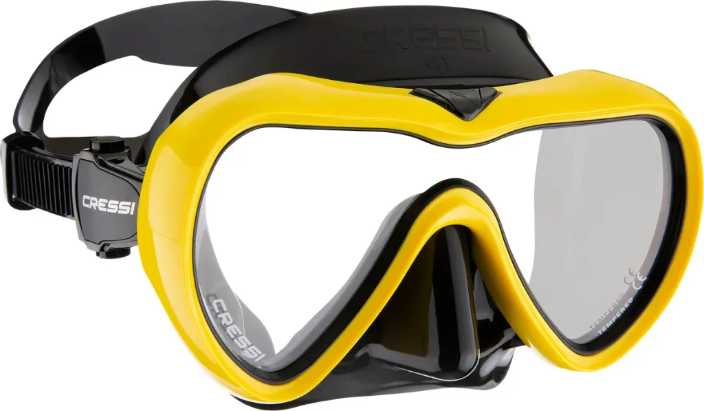 CRESSI-A1 Mask Black/Yellow Clear Lens Anti Fog
